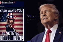 Ông Donald Trump và bức ảnh gây tranh cãi (Ảnh: AP).