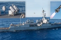 Hệ thống tên lửa chống UAV mới được triển khai trên tàu khu trục USS Bainbridge lớp Arleigh Burke. Ảnh: Wforum.