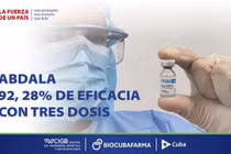 Công ty BioCubaFarma ngày 21/6 công bố kết quả cho thấy vaccine Abdala có hiệu quả bảo vệ 92,28% trước SARS-CoV-2 (Ảnh: BioCubaFarma).