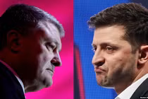 Cựu Tổng thống Ukraine Poroshenko (trái) và đương kim Tổng thống Zelensky đấu đá nhau quyết liệt khiến Mỹ và phương Tây lo lắng (Ảnh: Reuters).
