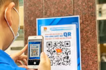 Thành đoàn Hà Nội bố trí bộ QR code trước cổng trụ sở cơ quan. Ảnh: Thành đoàn Hà Nội.