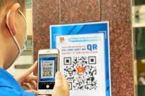 Thành đoàn Hà Nội bố trí bộ QR code trước cổng trụ sở cơ quan. Ảnh: Thành đoàn Hà Nội.