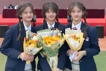 Chị em sinh ba cùng đỗ vào trường đại học Phúc Châu, tỉnh Phúc Kiến khiến nhiều người ngưỡng mộ (Ảnh: SCMP).