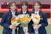 Chị em sinh ba cùng đỗ vào trường đại học Phúc Châu, tỉnh Phúc Kiến khiến nhiều người ngưỡng mộ (Ảnh: SCMP).