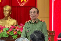 Thiếu tướng Vũ Xuân Viên, Giám đốc Công an TP Đà Nẵng tại buổi gặp mặt báo chí.