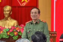 Thiếu tướng Vũ Xuân Viên, Giám đốc Công an TP Đà Nẵng tại buổi gặp mặt báo chí.