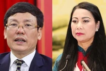 Cựu Bí thư tỉnh Vĩnh Phúc Hoàng Thúy Lan (phải) và ông Lê Duy Thành, cựu Chủ tịch UBND tỉnh Vĩnh Phúc bị cáo buộc nhận hàng triệu USD từ Hậu "Pháo".