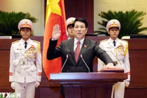 Chủ tịch nước CHXHCN Việt Nam Lương Cường tuyên thệ trước Quốc hội và đồng bào cử tri cả nước. (Ảnh: TTXVN)