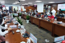 Họp báo thông tin về việc Đại biểu Quốc hội Phạm Phú Quốc có 2 quốc tịch chuẩn bị diễn ra tại Trung tâm Báo chí TP.HCM (Ảnh: Hòa Bình) 