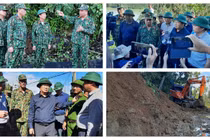 Phó thủ tướng Trịnh Đình Dũng và Trung tướng Nguyễn Long Cáng đang chỉ huy cứu nạn tại huyện Nam Trà My (Ảnh: Hoà Bình ghép)