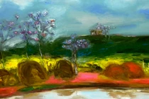 Một phần bức tranh "Ngày xuân" của họa sĩ Lâm Đức Mạnh (Ảnh: họa sĩ cung cấp) 