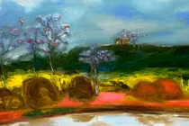 Một phần bức tranh "Ngày xuân" của họa sĩ Lâm Đức Mạnh (Ảnh: họa sĩ cung cấp) 