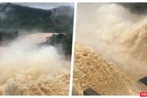 Mưa quá lớn, thuỷ điện Sông Tranh 2 và Đak Mi 4 xả lũ xuống hạ du Quảng Nam (Ảnh: HB ghép)