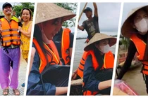 Rất nhiều sao Việt đang mang hàng cứu trợ về tới tay bà con vùng lũ (Ảnh: Hoà Bình ghép) 