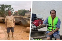 "Người hùng chân đất" cứu hàng trăm mạng người trong lũ dữ đã được tặng con đò mới (Ảnh: Hoà Bình ghép)