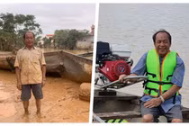 "Người hùng chân đất" cứu hàng trăm mạng người trong lũ dữ đã được tặng con đò mới (Ảnh: Hoà Bình ghép)