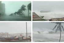 Sức tàn phá khủng khiếp của bão số 9 đang quét qua các tỉnh miền Trung (Ảnh: Hoà Bình ghép)