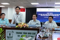 Ông Lê Quốc Cường – Phó Giám đốc Sở Thông tin và Truyền thông phát biểu tại họp báo sáng 25/6, khởi động Hội thi trí tuệ nhân tạo, thúc đẩy hệ sinh thái AI (Ảnh: Hòa Bình) 