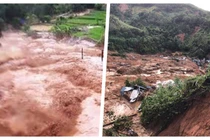 Video ghi lại cảnh lũ quét kinh hoàng ở Phước Sơn (Ảnh chụp lại màn hình video)