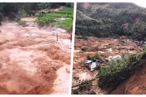 Video ghi lại cảnh lũ quét kinh hoàng ở Phước Sơn (Ảnh chụp lại màn hình video)