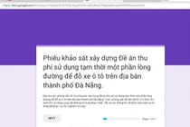 Phiếu khảo sát lấy ý kiến người dân về thu phí đậu đỗ xe trên một số tuyến đường