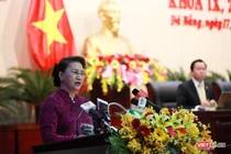 Chủ tịch Quốc hội Nguyễn Thị Kim Ngân phát biểu chỉ đạo tại phiên khai mạc kỳ họp thứ 9 HĐND TP Đà Nẵng khóa IX diễn ra sáng 17/12