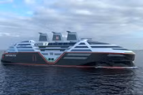 Phác thảo thiết kế tàu ​​du lịch chạy điện năng lượng mặt trời Sea Zero. Ảnh: Hurtigruten