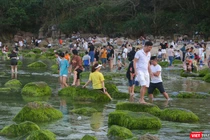 Du khách và người dân đến gành đá Nam Ô (Đà Nẵng) để checkin, chụp ảnh lưu niệm