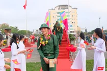 Tân binh tại lễ giao quân của quận Hải Châu, TP Đà Nẵng diễn ra sáng ngày 8/2