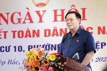 Chủ tịch Quốc hội Vương Đình Huệ phát biểu tại Ngày hội Đại Đoàn kết toàn Dân tộc ở Đà Nẵng.