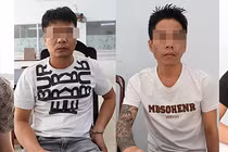 Các đối tượng bị tạm giữ tại cơ quan công an (ảnh CATP DN)