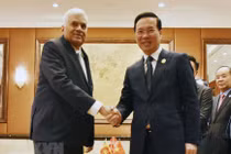 Chủ tịch nước Võ Văn Thưởng gặp Tổng thống Sri Lanka Ranil Wickremesinghe. (Ảnh: Tiến Trung/TTXVN)