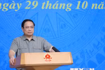 Thủ tướng Phạm Minh Chính chủ trì Hội nghị Tổng kết công tác Phòng, Chống dịch COVID-19. (Ảnh: Dương Giang/TTXVN)
