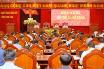Quang cảnh Hội nghị lần thứ 13, Ban Chấp hành Đảng bộ tỉnh Gia Lai khóa XVI. (Ảnh: TT&CS)