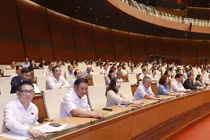 Đại biểu Quốc hội biểu quyết thông qua Nghị quyết. (Ảnh: Doãn Tấn/TTXVN)