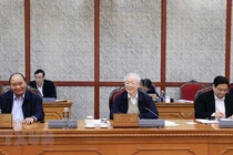 Tổng Bí thư Nguyễn Phú Trọng chủ trì họp Bộ Chính trị. Ảnh: TTXVN