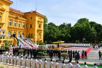 Toàn cảnh Phủ Chủ tịch trong ngày tiếp đón nguyên thủ quốc gia thăm chính thức. Ảnh: VPCTN.