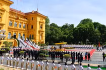 Toàn cảnh Phủ Chủ tịch trong ngày tiếp đón nguyên thủ quốc gia thăm chính thức. Ảnh: VPCTN.