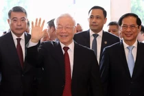 Tổng Bí thư Nguyễn Phú Trọng và các đại biểu tham dự lễ kỷ niệm. 