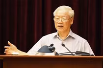 Tổng Bí thư Nguyễn Phú Trọng phát biểu tại Hội nghị. Ảnh: VOV.