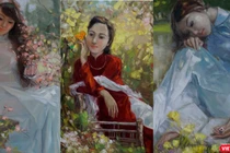 Các thiếu nữ áo dài trong tranh Lâm Đức Mạnh 