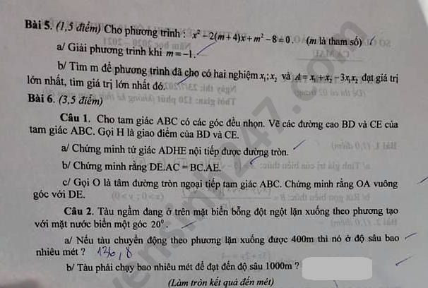 Đề thi tuyển sinh vào lớp 10 môn Toán (không chuyên) tỉnh Cà Mau năm 2020. Nguồn: TTHN