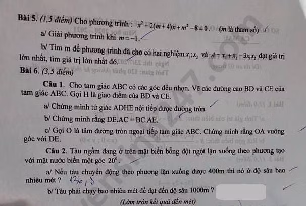 Đề thi tuyển sinh vào lớp 10 môn Toán (không chuyên) tỉnh Cà Mau năm 2020. Nguồn: TTHN