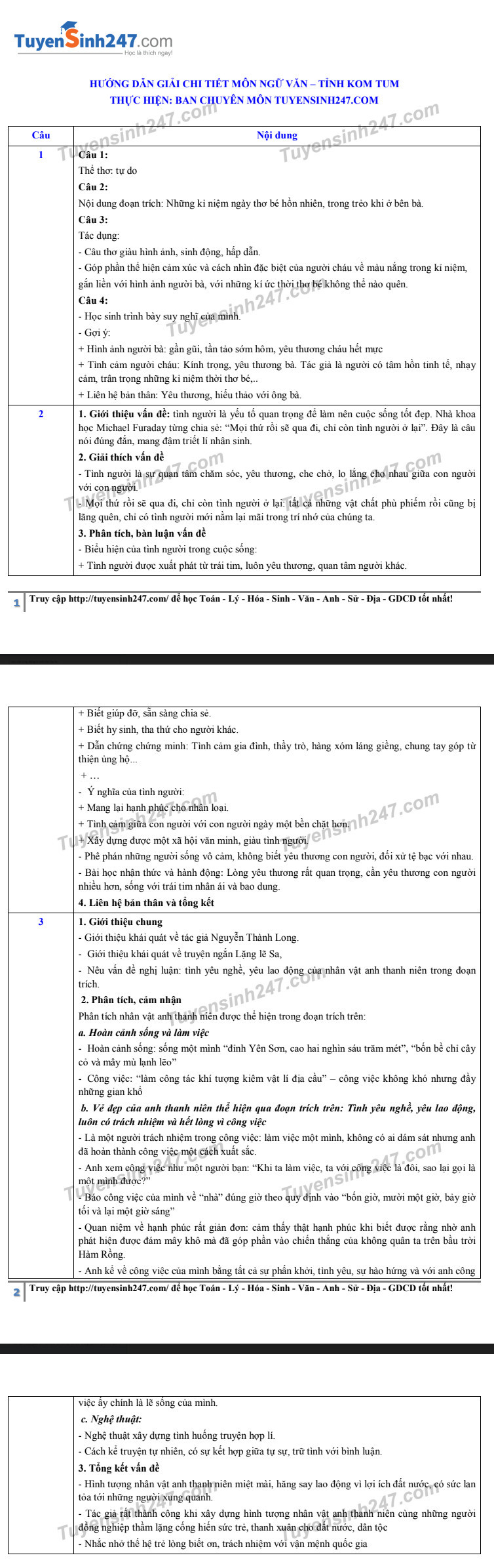 Đáp án tham khảo đề thi tuyển sinh vào lớp 10 môn Ngữ Văn tỉnh Kon Tum năm 2020. Nguồn: TTHN
