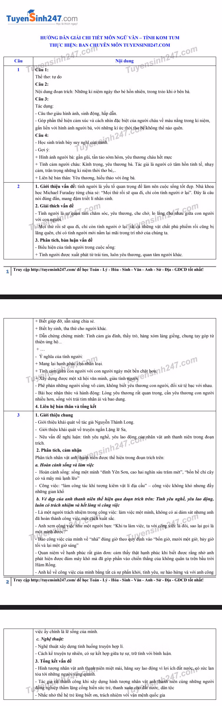 Đáp án tham khảo đề thi tuyển sinh vào lớp 10 môn Ngữ Văn tỉnh Kon Tum năm 2020. Nguồn: TTHN