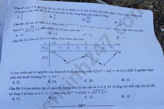 Đề thi tốt nghiệp THPT năm 2020 đợt 2 môn Toán mã đề 107. Nguồn: TTHN Đề thi tốt nghiệp THPT năm 2020 đợt 2 môn Toán mã đề 107. Nguồn: TTHN