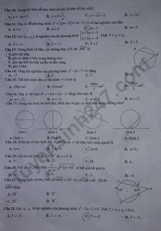 Đáp án đề thi vào lớp 10 môn Toán tỉnh Hưng Yên - Trang 2/4