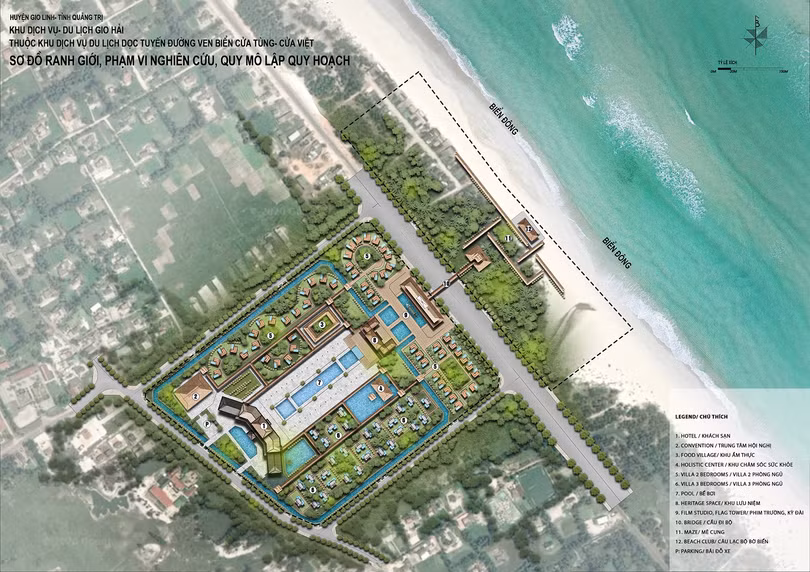 Bản vẽ tổng mặt bằng không gian kiến trúc cảnh quan dự án Khu dịch vụ - du lịch Gio Hải
