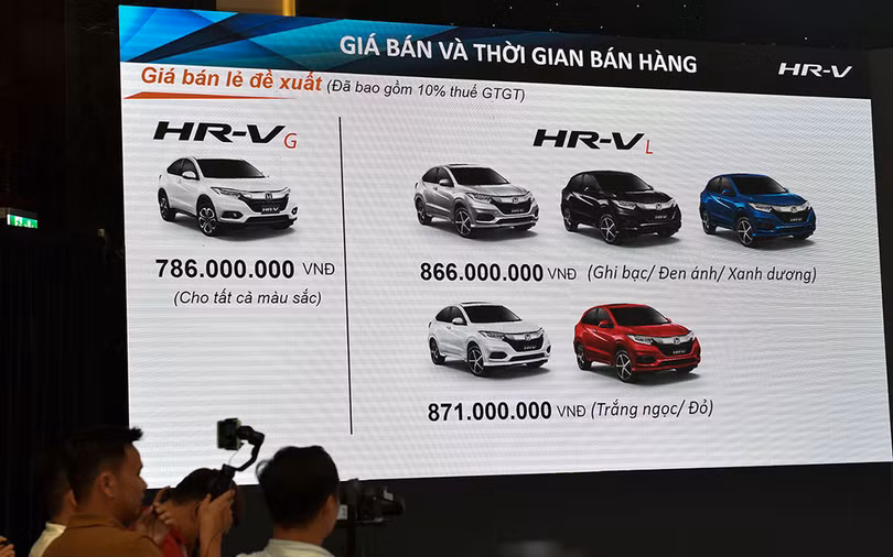 Giá bán lẻ đề xuất của Honda HR-V 2018