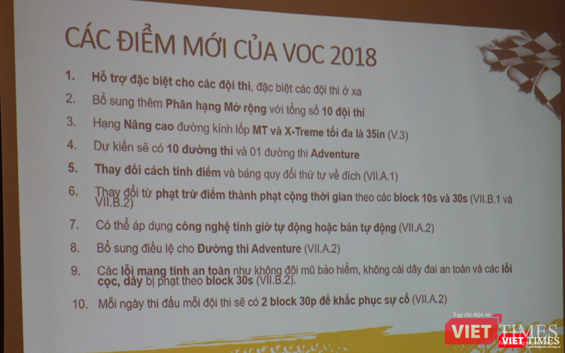 Một số điểm mới của giải thi đấu xe ô tô địa hình Việt Nam 2018 (VOC 2018).